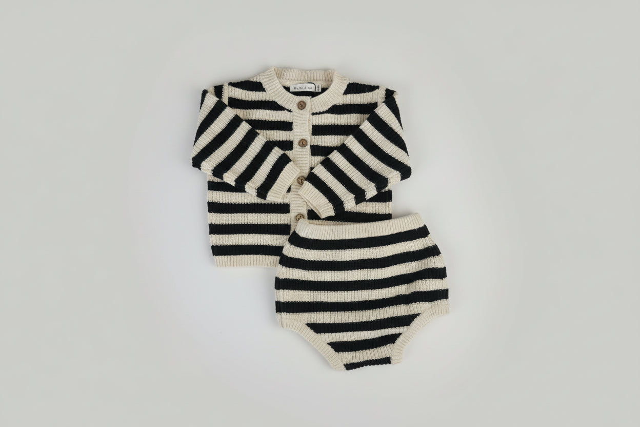 Striped Cotton Cardi Set
