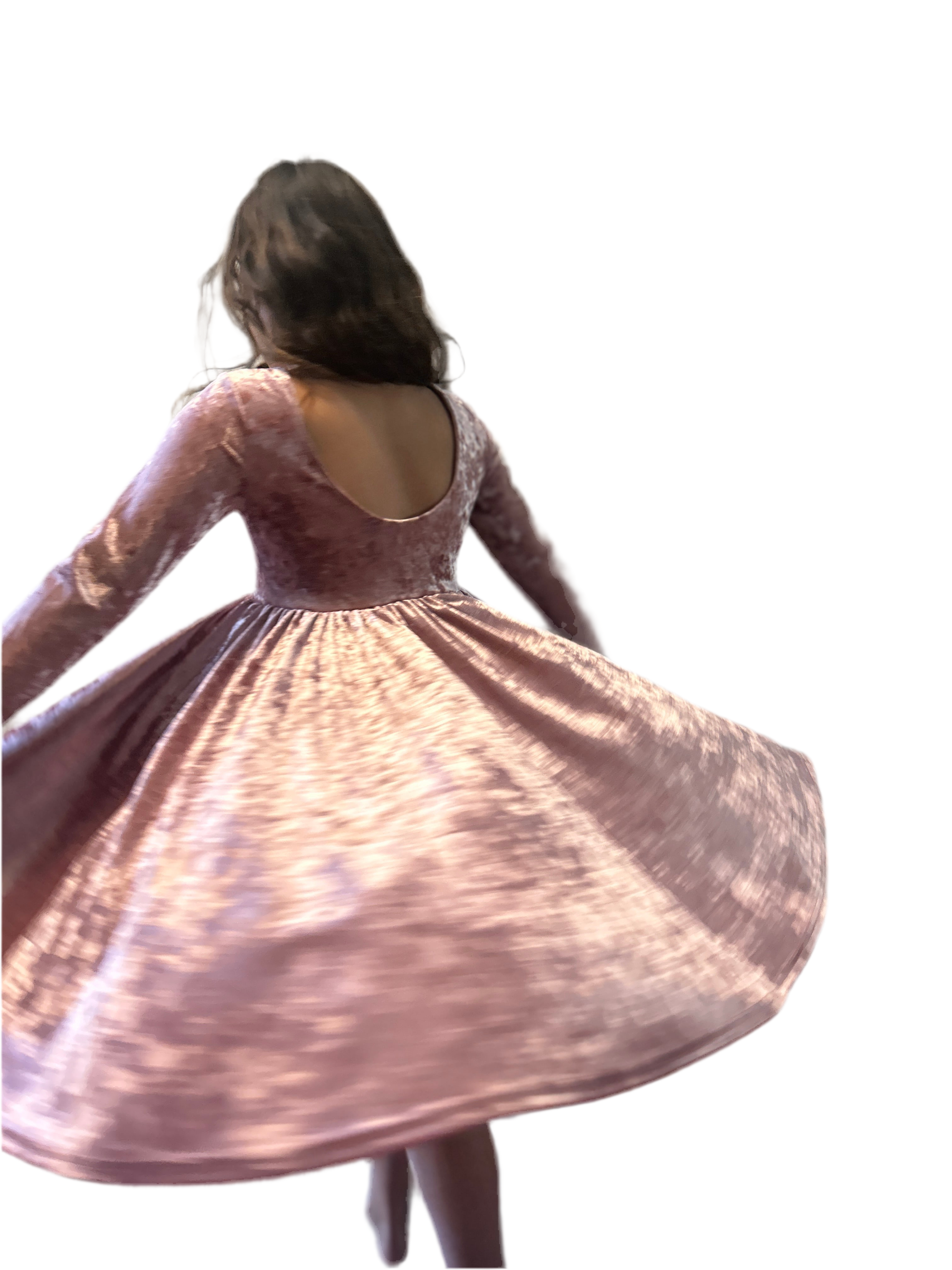 Tea Rose Velvet Twirl Dress