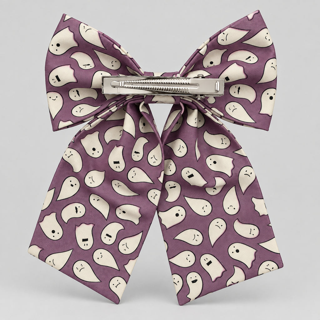 Purple Halloween Ghosts Bow