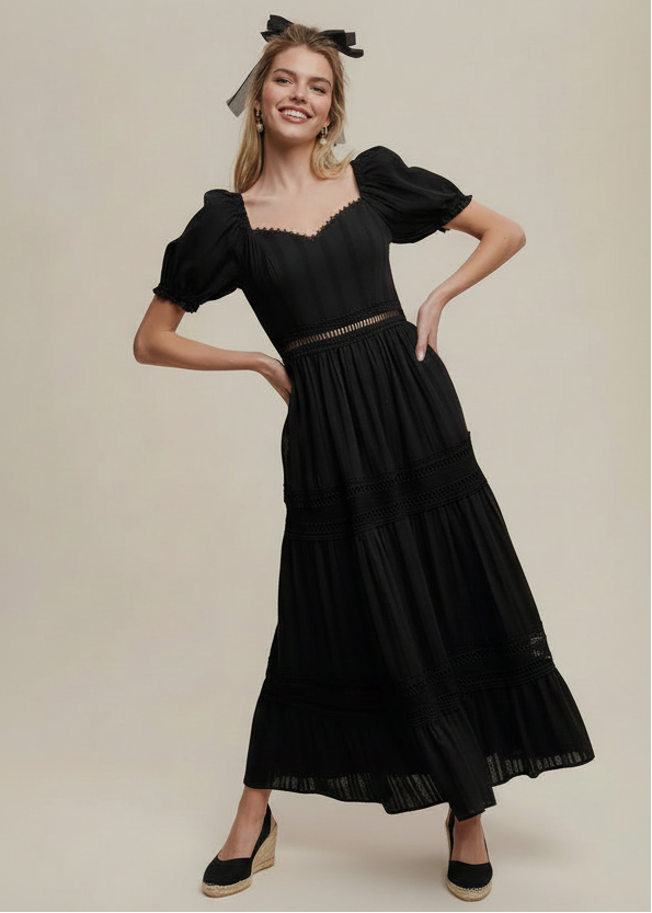 Romantic Cotton Lace Maxi Dress