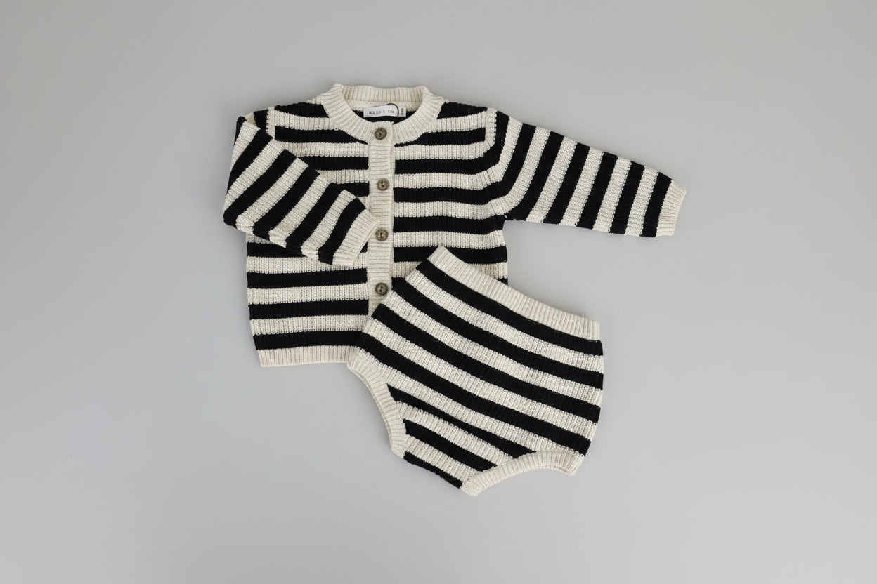 Striped Cotton Cardi Set