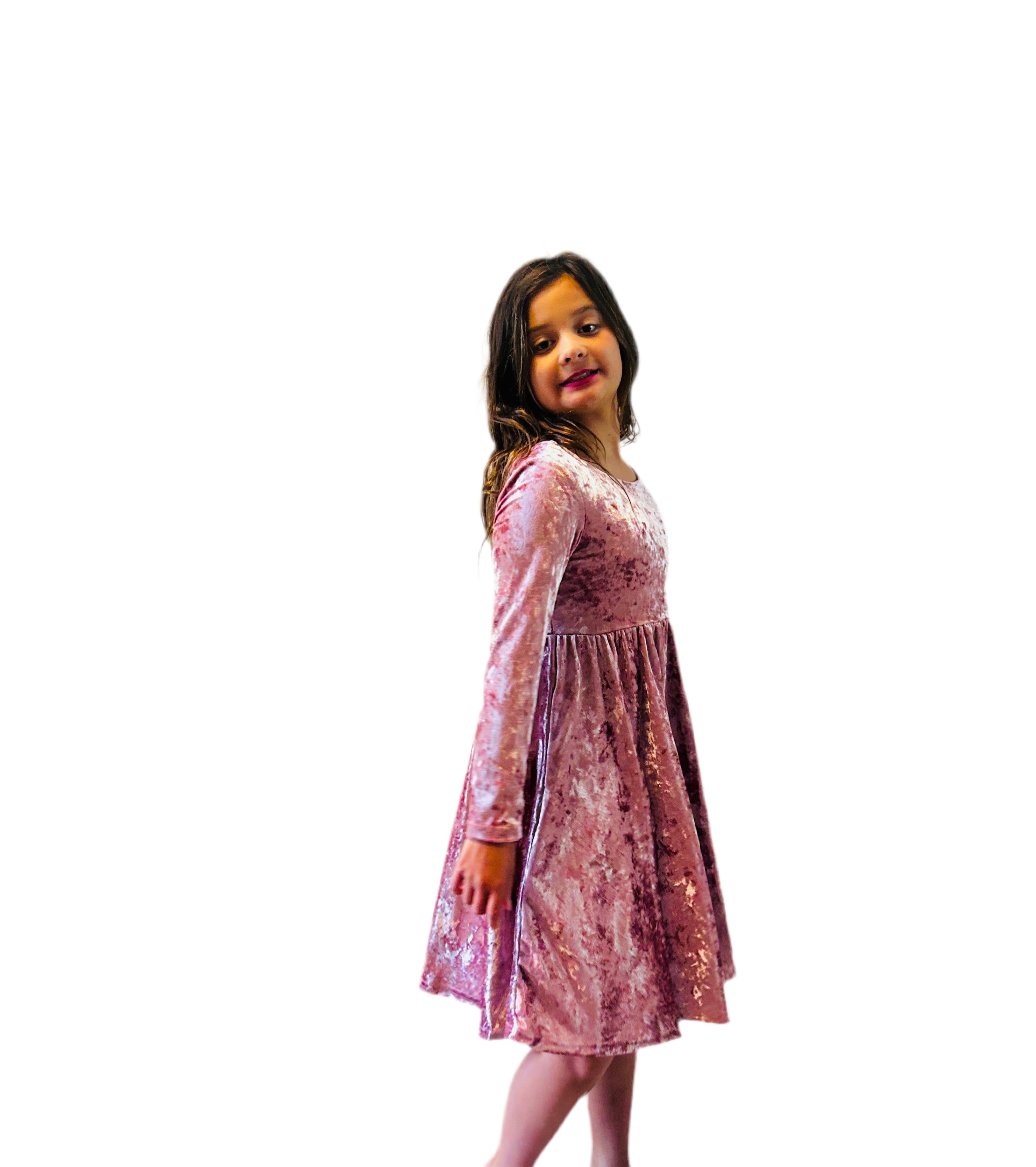 Tea Rose Velvet Twirl Dress