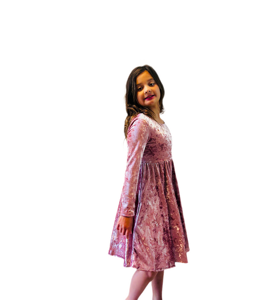 Tea Rose Velvet Twirl Dress