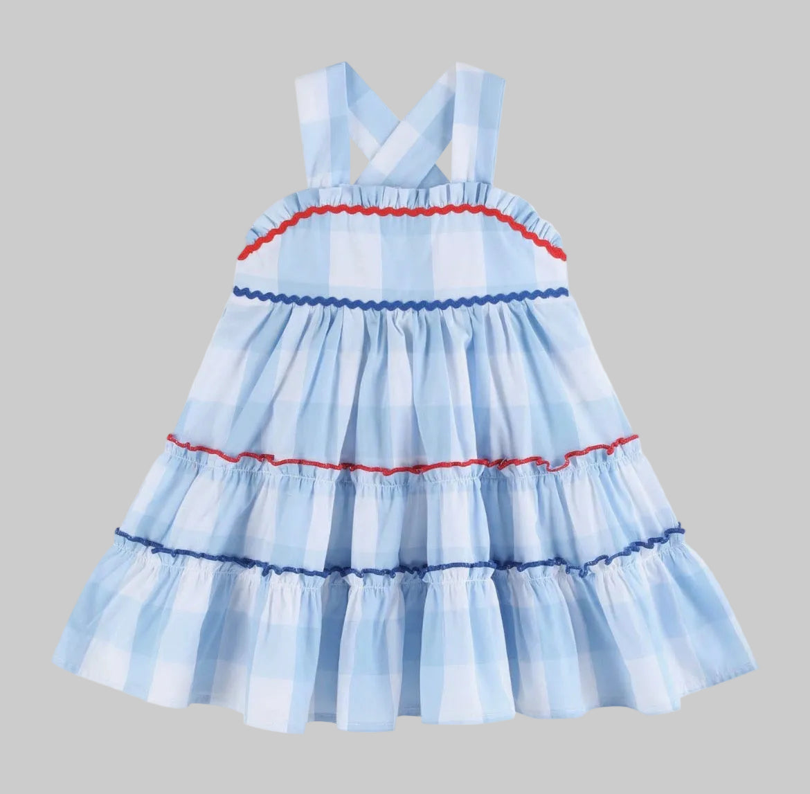 Blue Gingham Layered Sundress