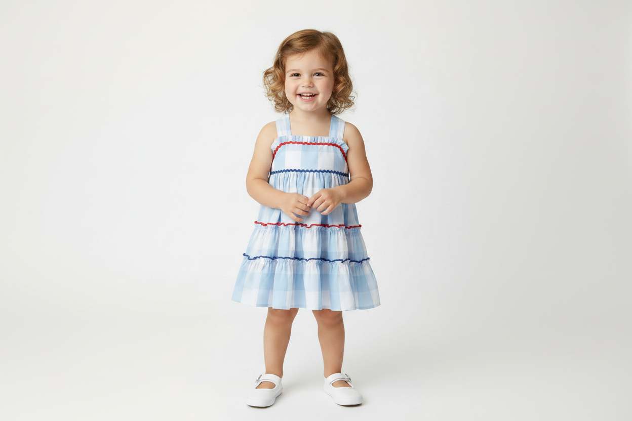 Blue Gingham Layered Sundress