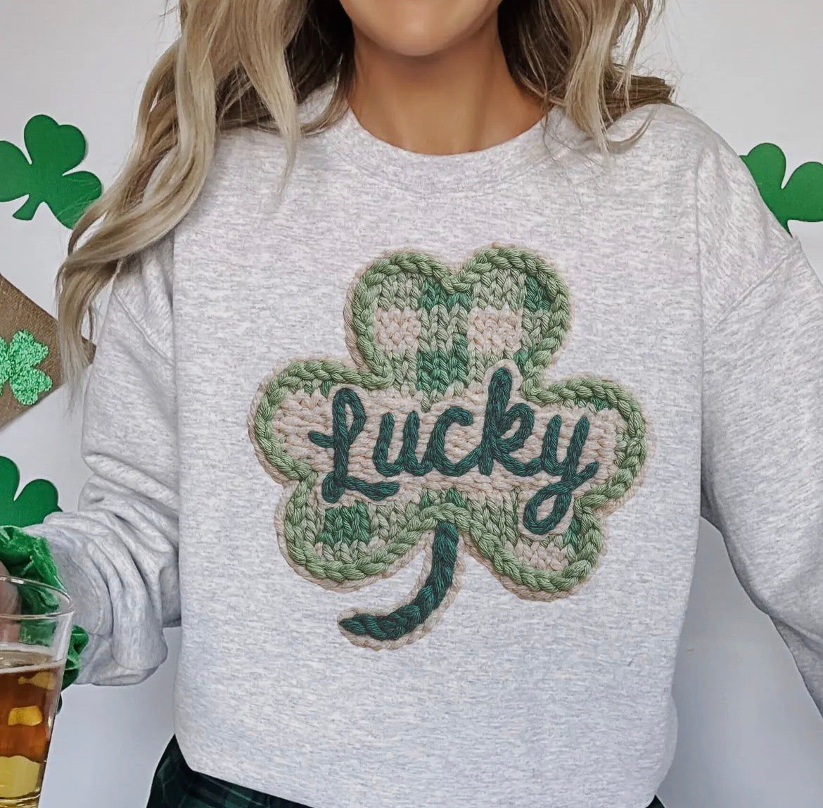 St. Patrick's Knitted Print Sweatshirt