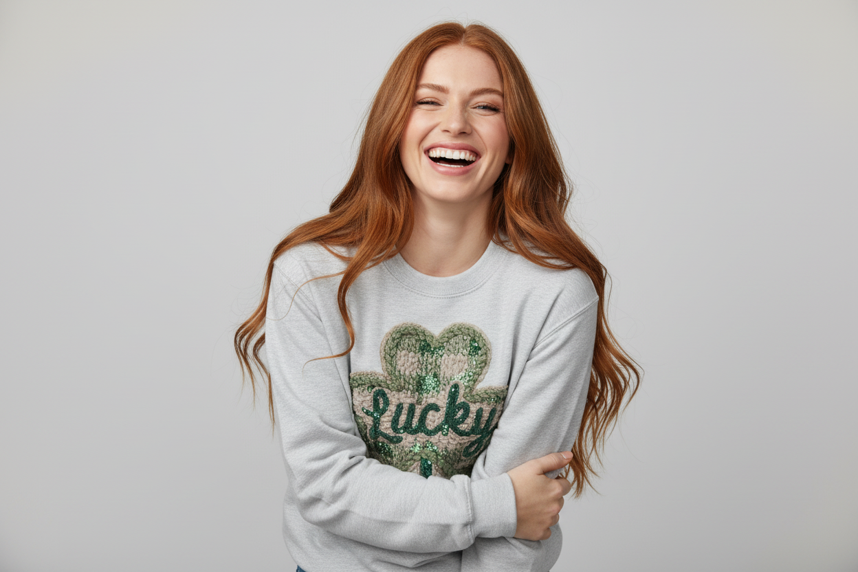 St. Patrick's Knitted Print Sweatshirt