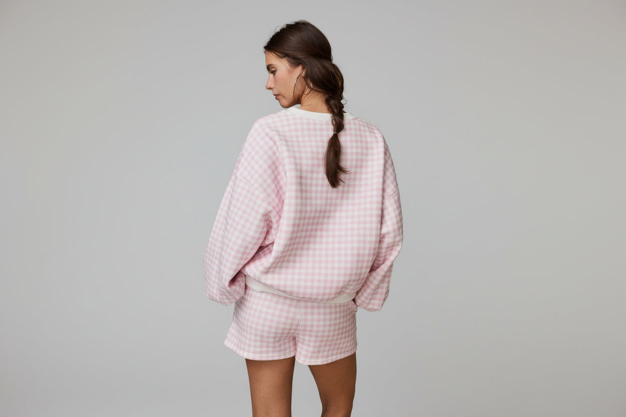 Gingham Sweatshirt & Short Set
