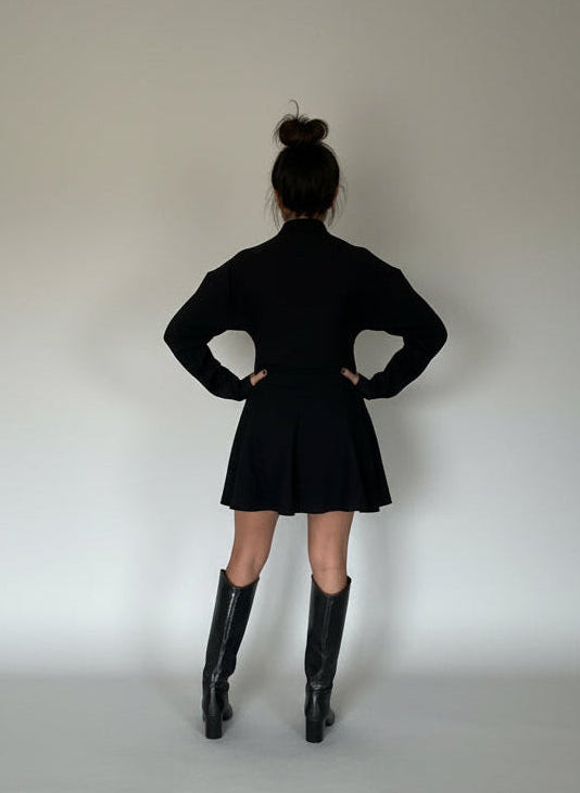 Collared Puff Sleeve Sweater Dress