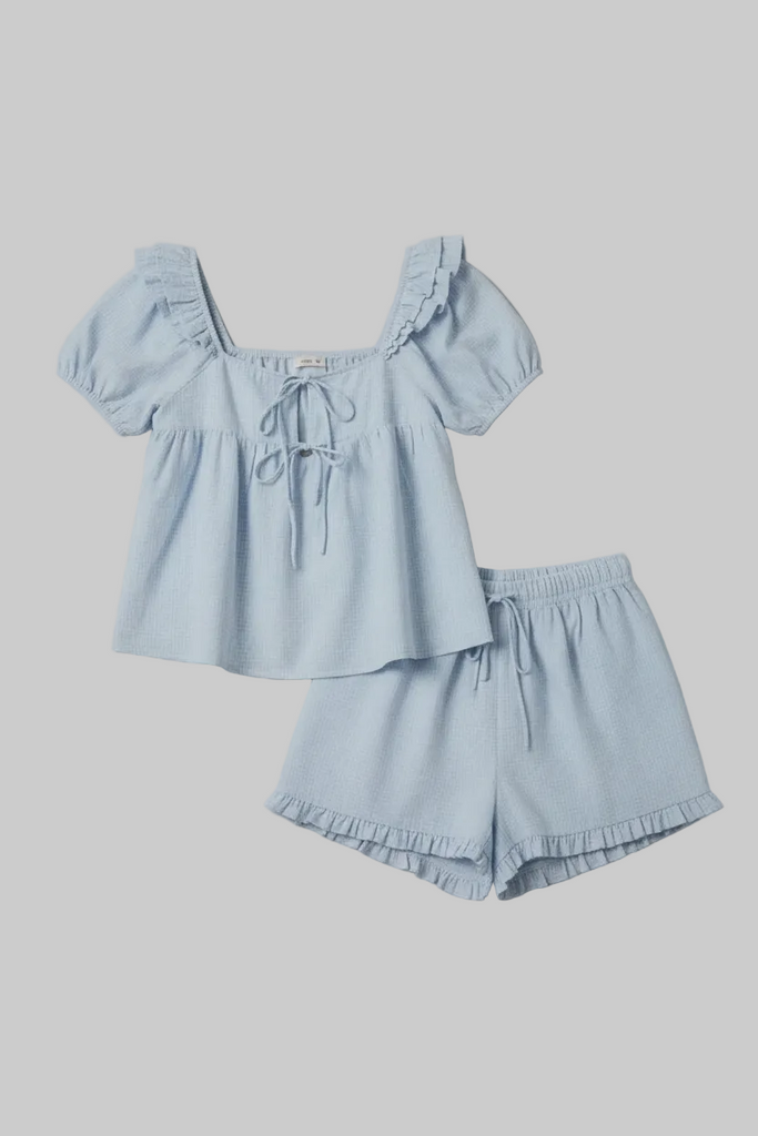 Cotton Gingham Shorts Set
