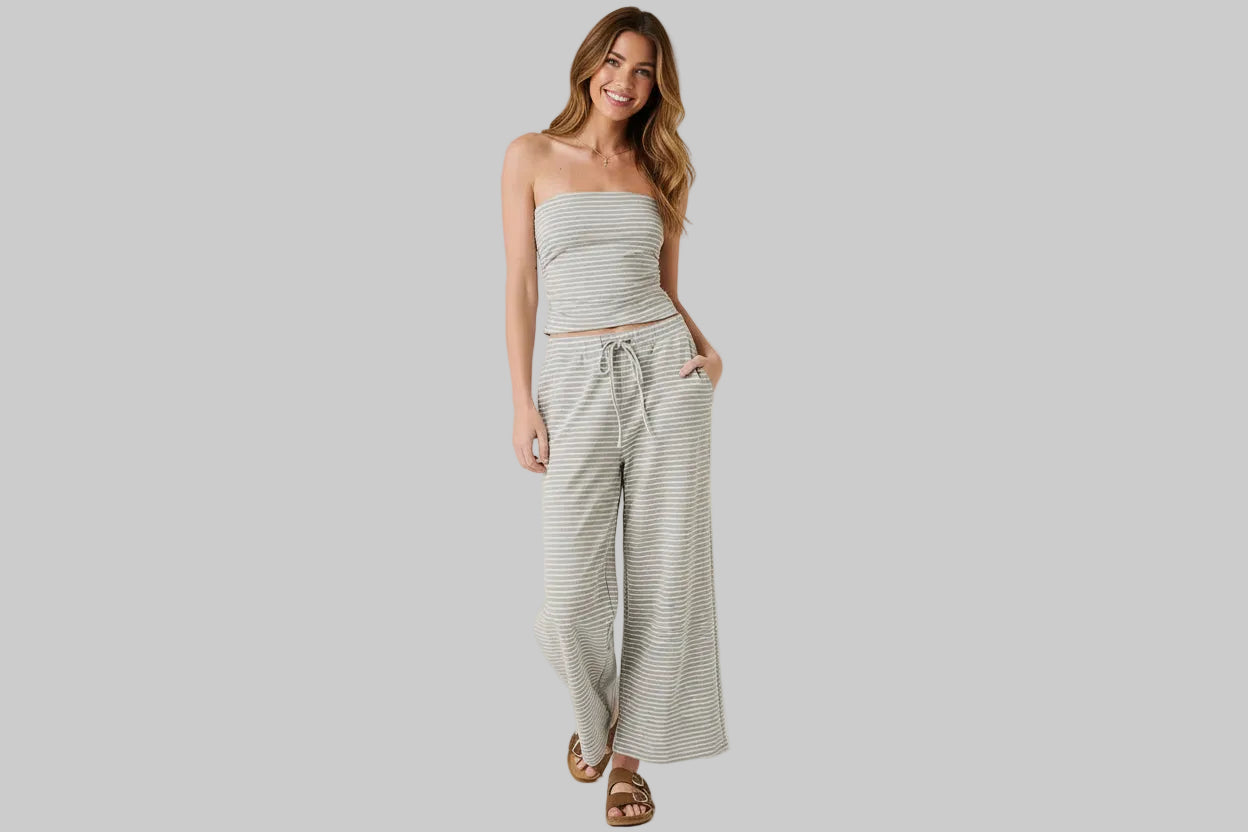 Striped Cotton Tube Top Set