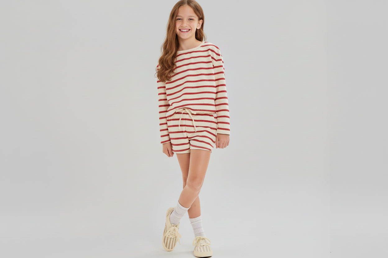 Red Stripe Terry Set