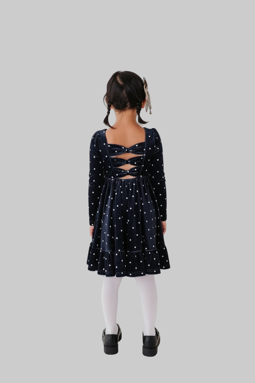 Velvet Bow Dot Dress