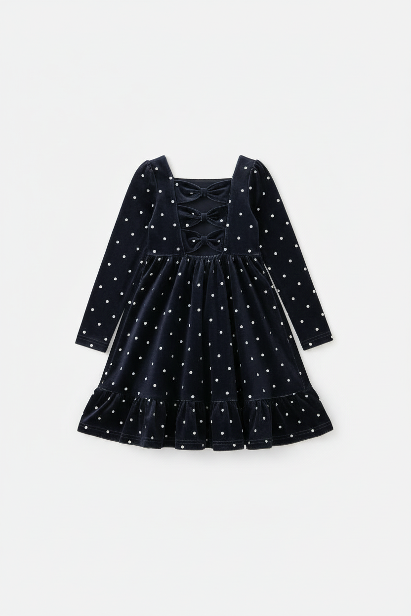 Velvet Bow Dot Dress
