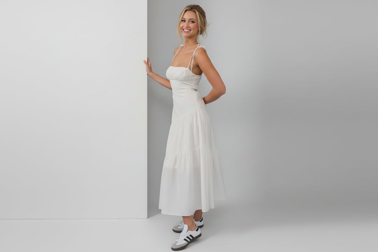 Cotton Tiered Midi Dress