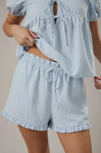 Cotton Gingham Shorts Set