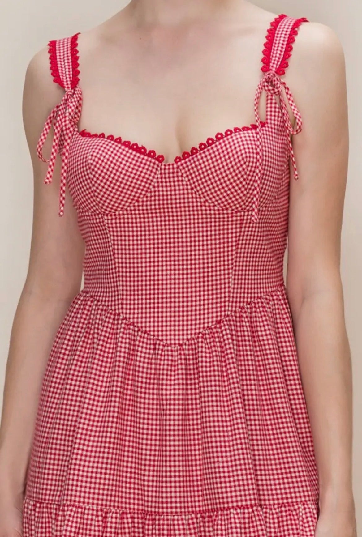 Red Cotton Gingham Dress