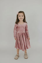 Tea Rose Velvet Twirl Dress