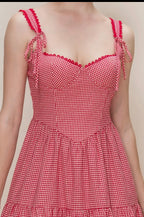 Red Cotton Gingham Dress