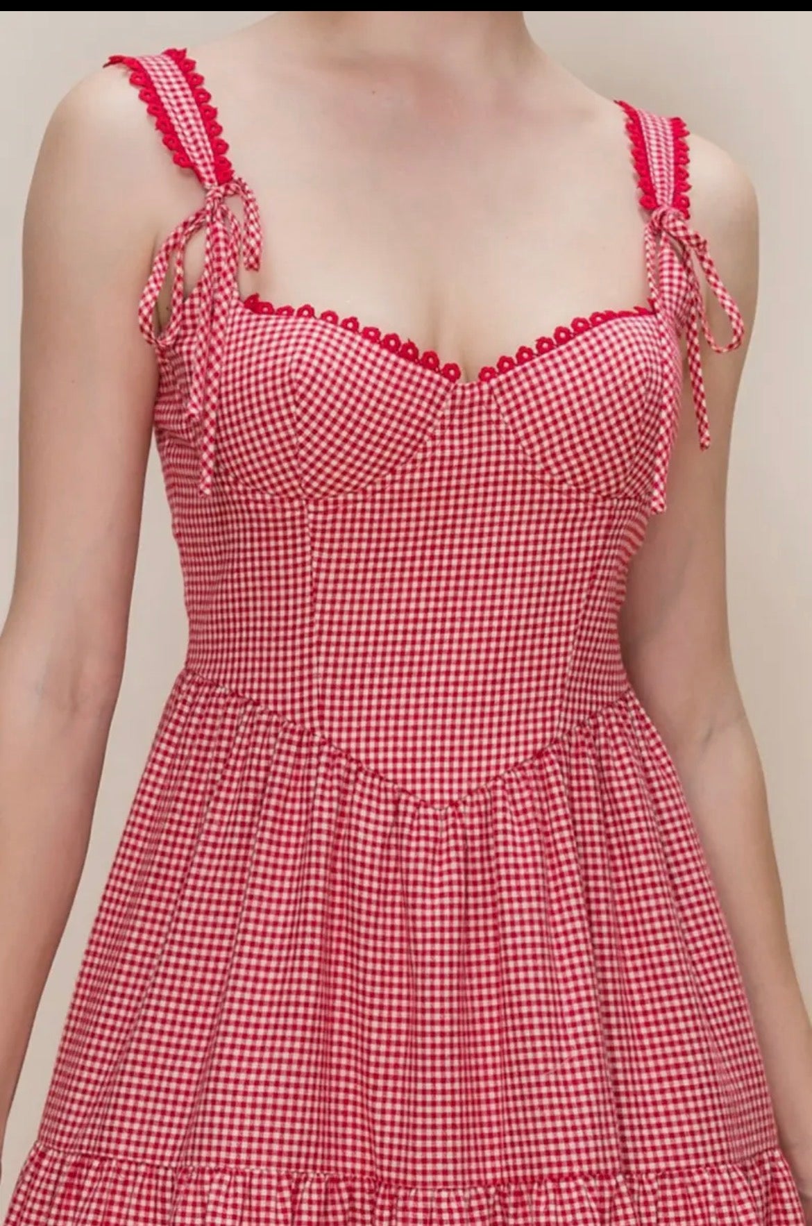 Red Cotton Gingham Dress