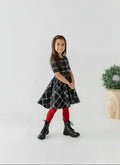 Black Plaid Scoop Back Dress