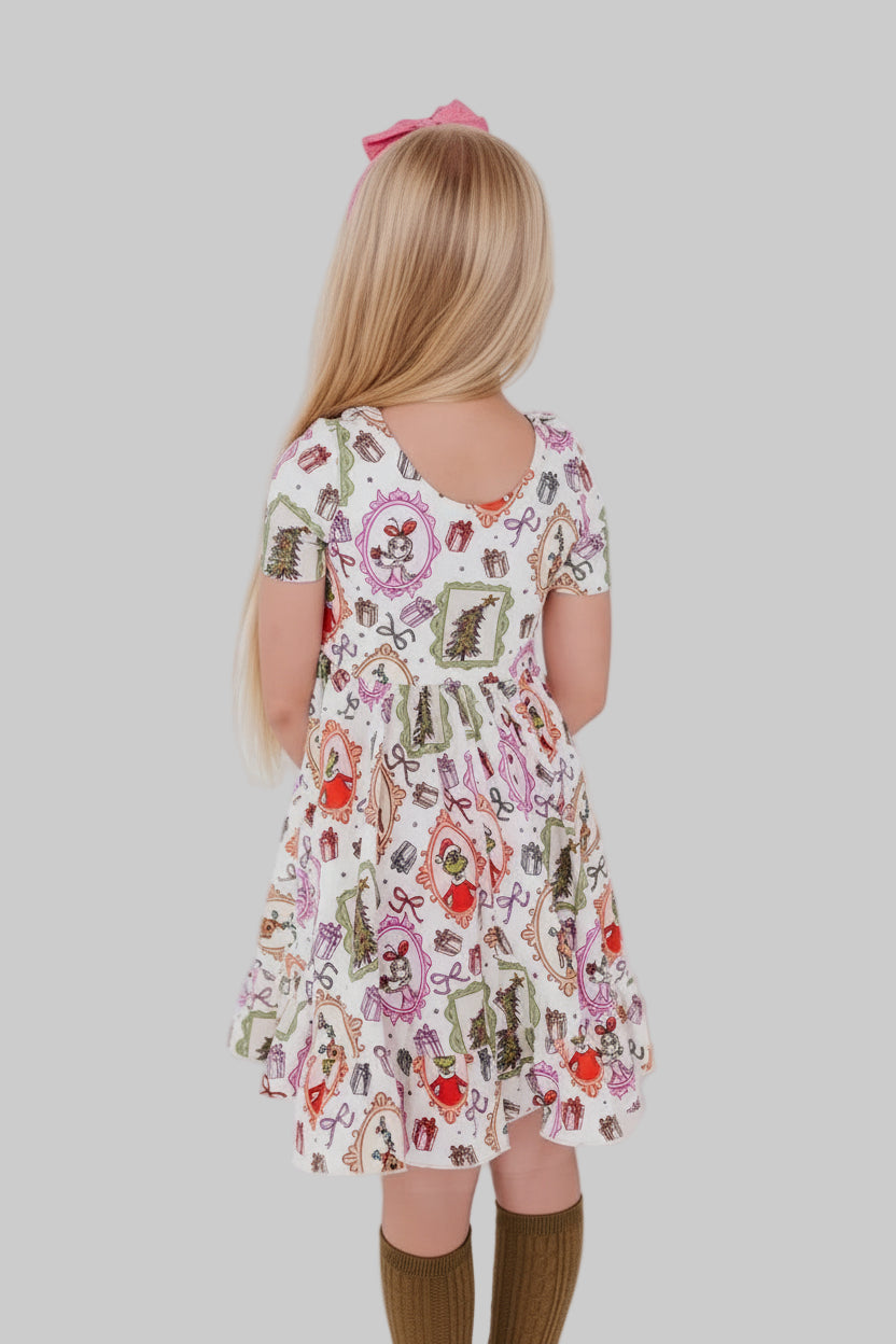 Grinch Collared Twirl Dress
