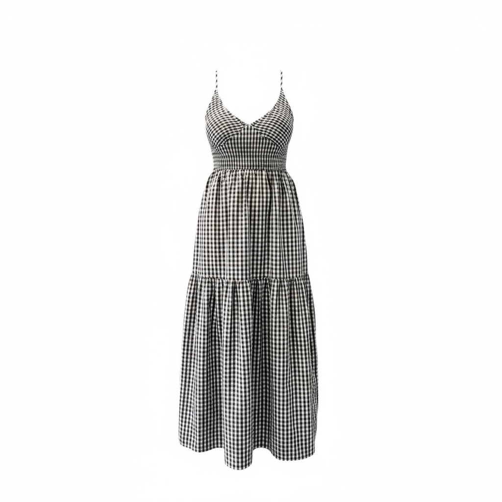 Gingham Cotton Maxi Dress