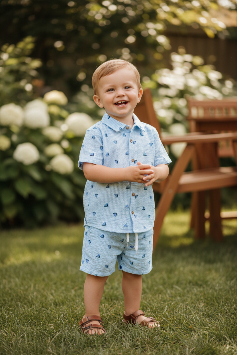 Andy & Evan Buttondown & Shorts Set