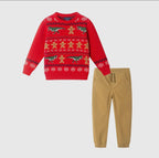 Gingerbread & Dinos Sweater & Pants Holiday Set