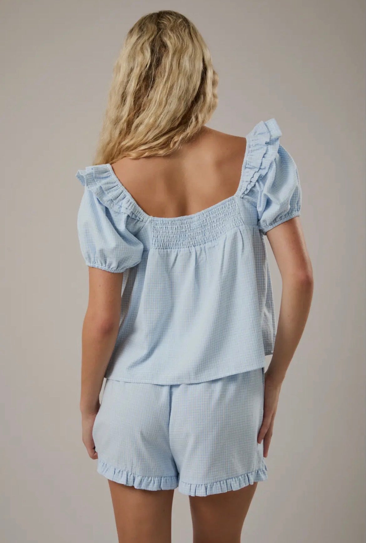 Cotton Gingham Shorts Set