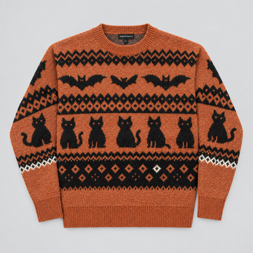 Faire Isle Black Cat Sweater