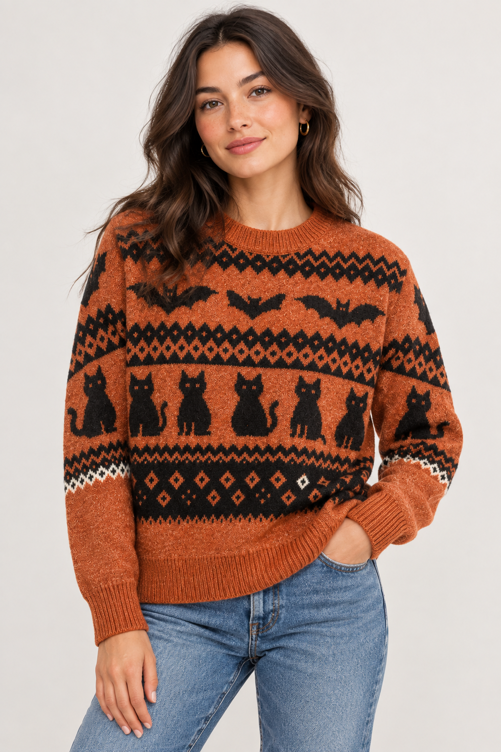 Faire Isle Black Cat Sweater