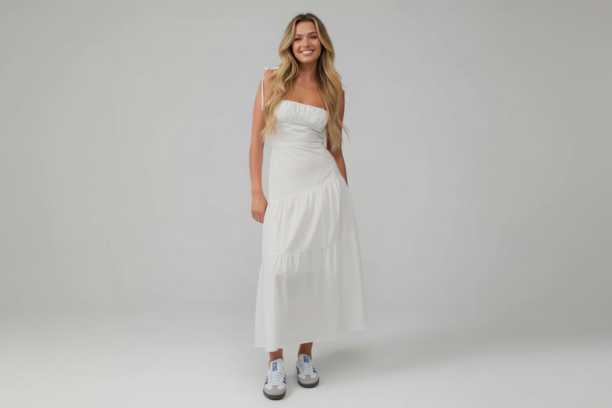 Cotton Tiered Midi Dress