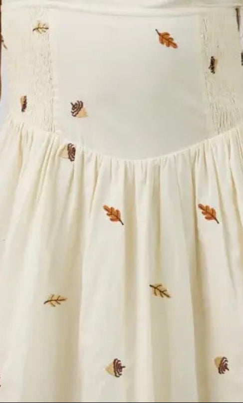 Autumn Leaves & Acorns Embroidered Dress