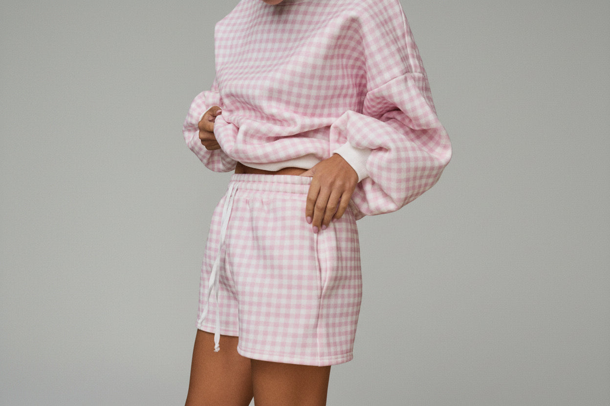 Gingham Sweatshirt & Short Set