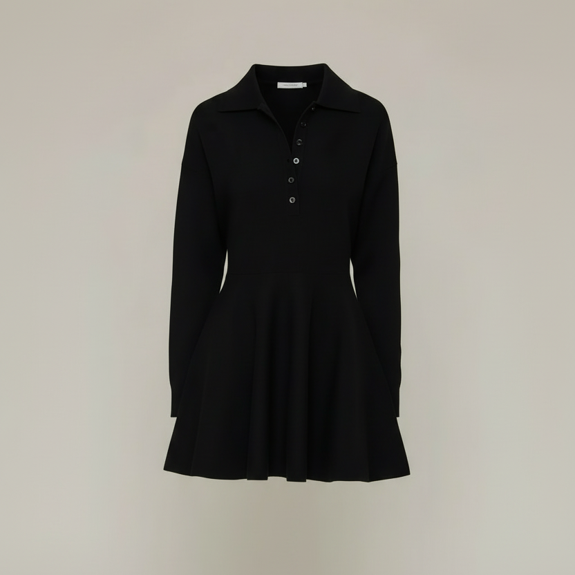 Collared Puff Sleeve Sweater Dress