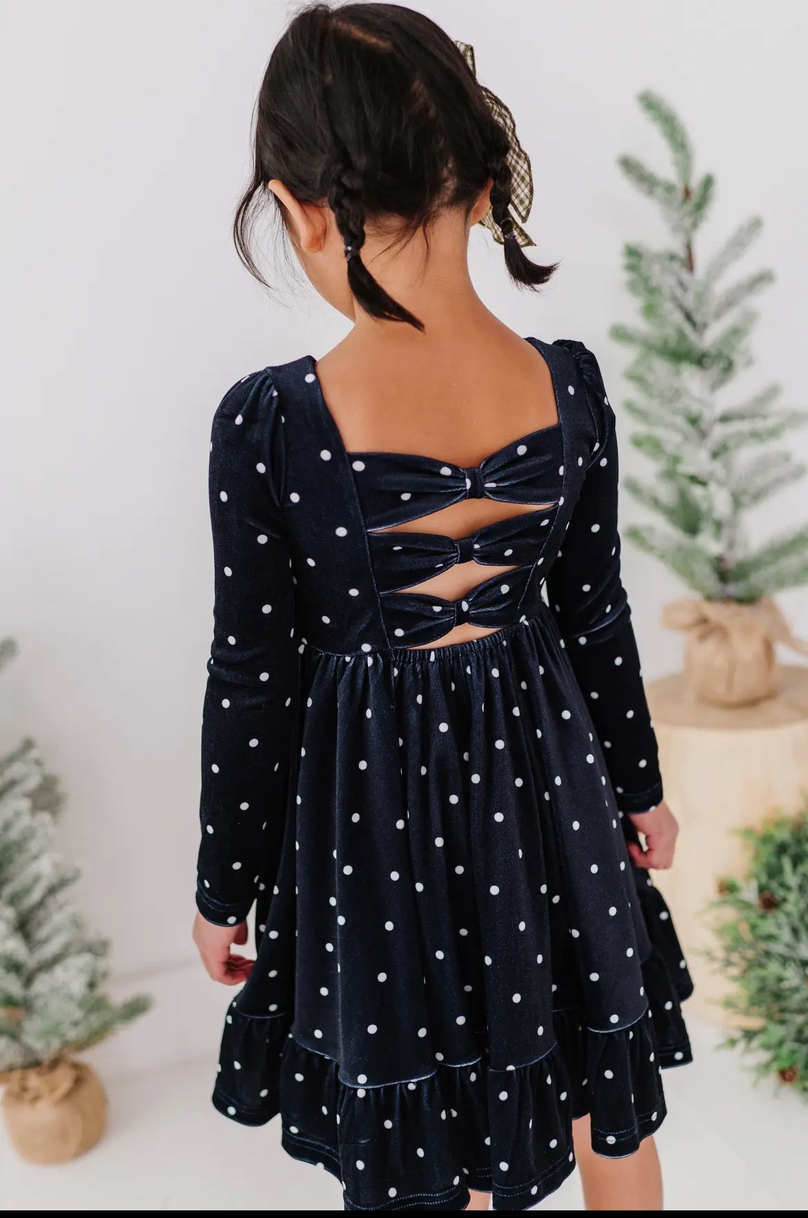Velvet Bow Dot Dress