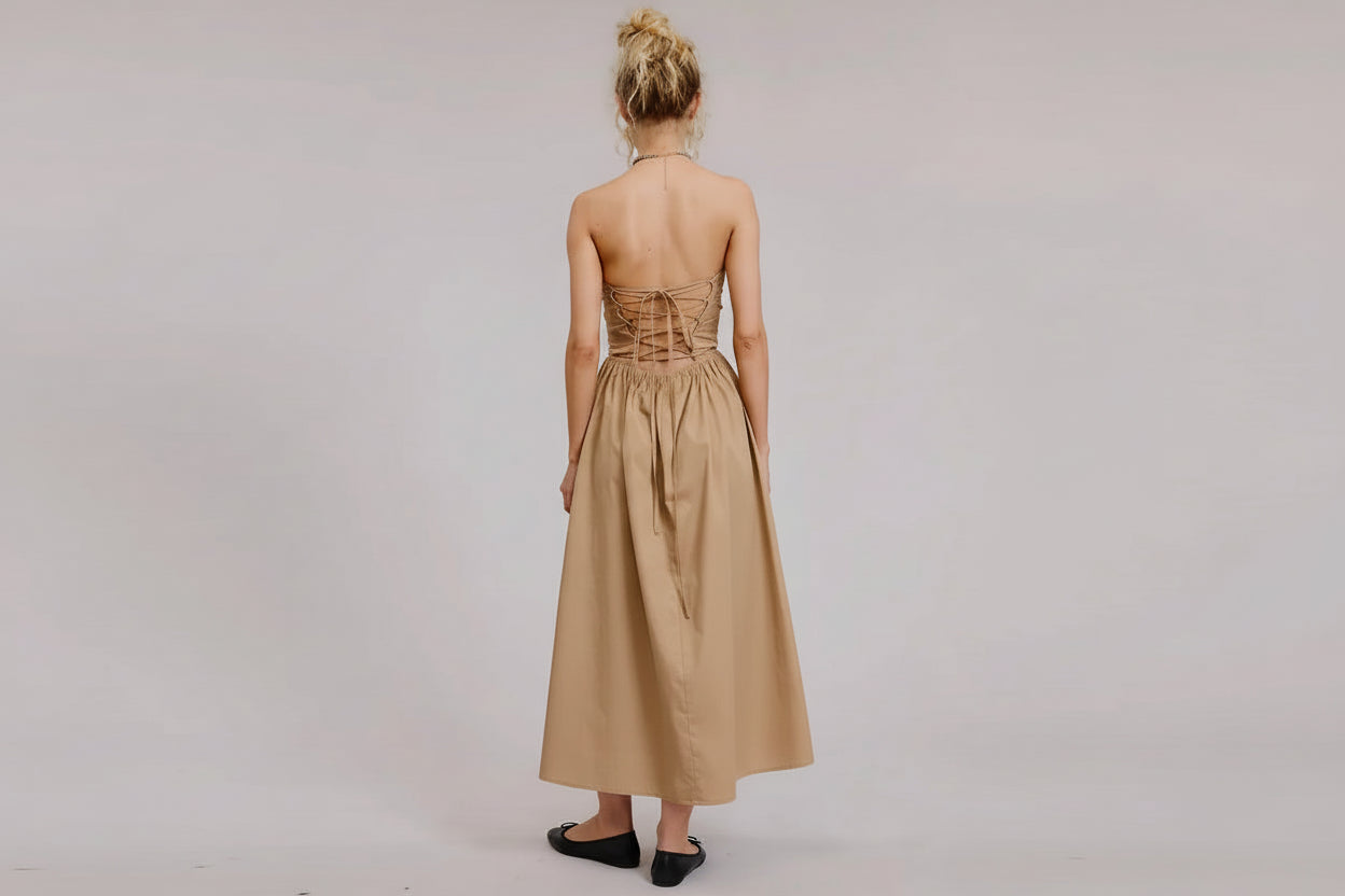 Cotton Strapless Corset Dress