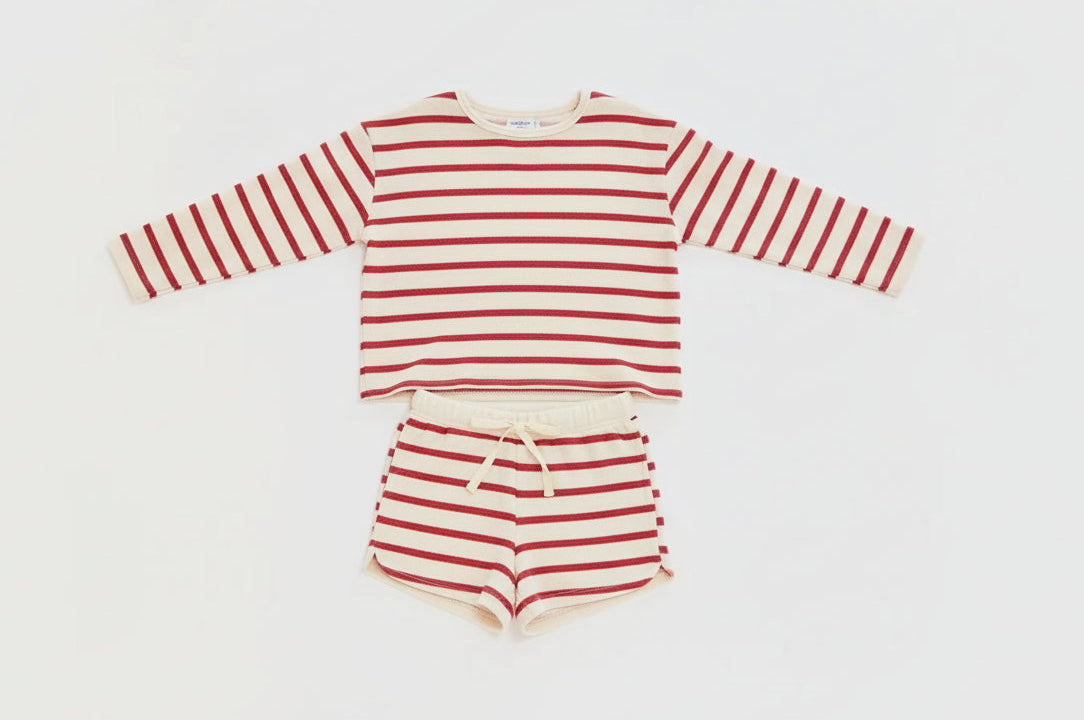 Red Stripe Terry Set