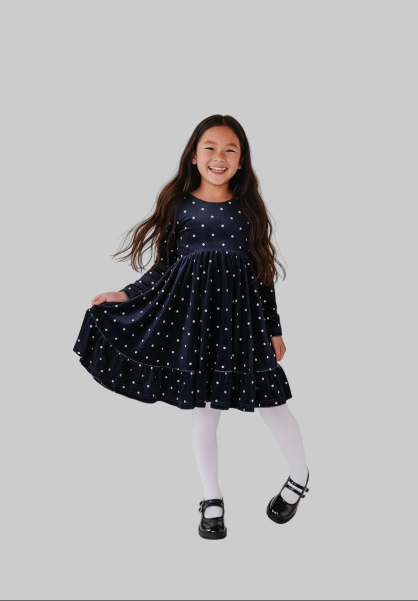 Velvet Bow Dot Dress