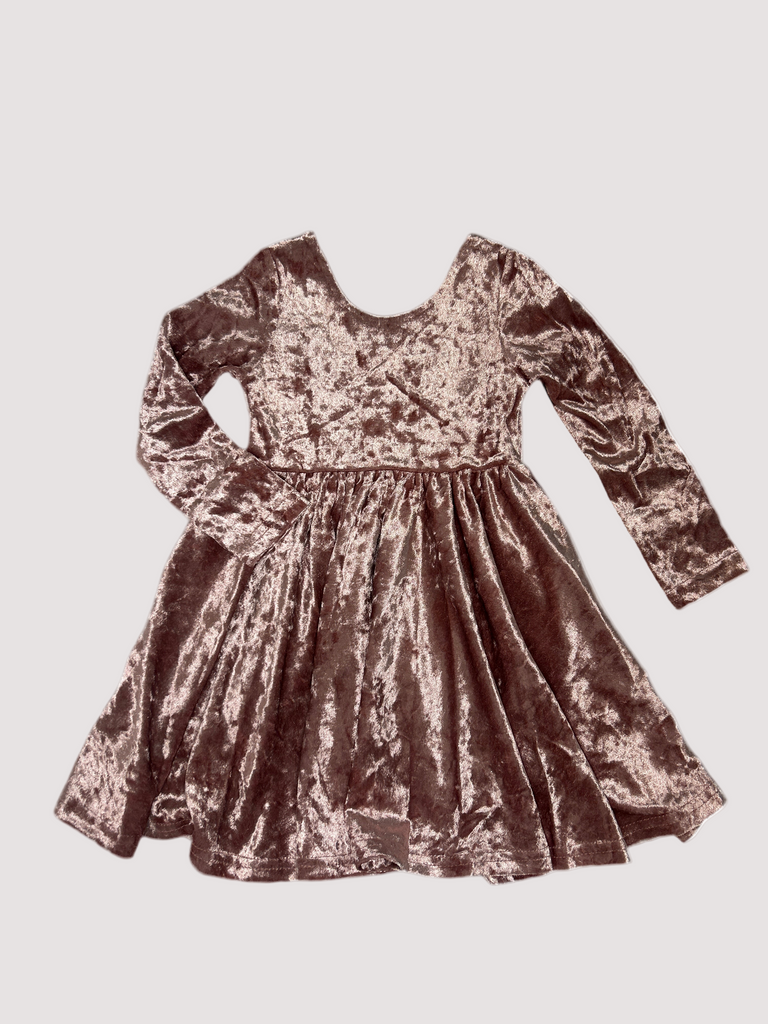 Tea Rose Velvet Twirl Dress