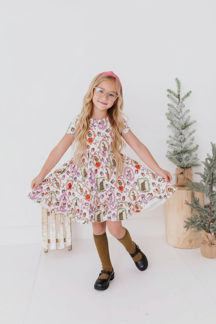 Grinch Collared Twirl Dress