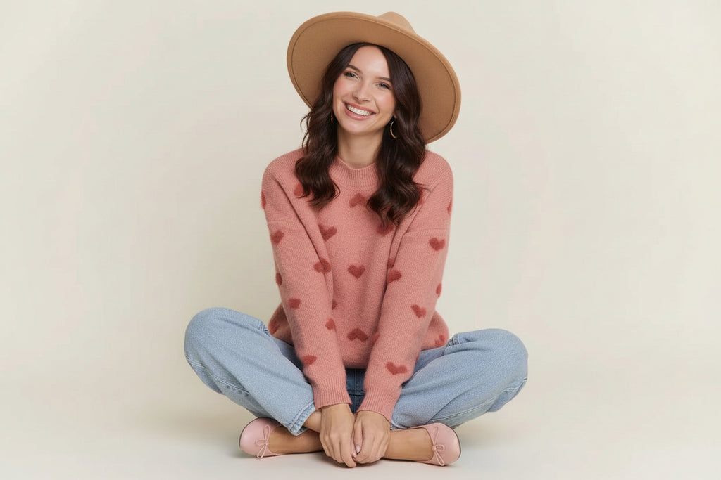 Fuzzy Hearts Sweater