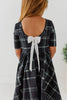Black Plaid Scoop Back Dress