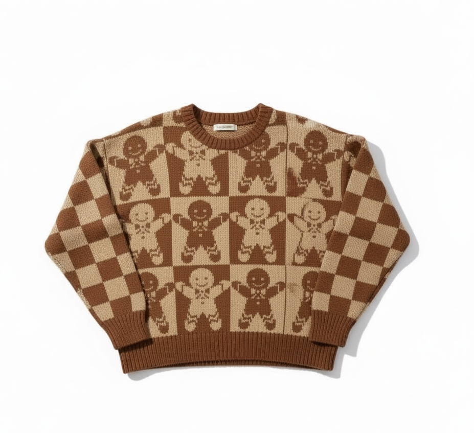 Checkered Gingerbread Knit Sweater